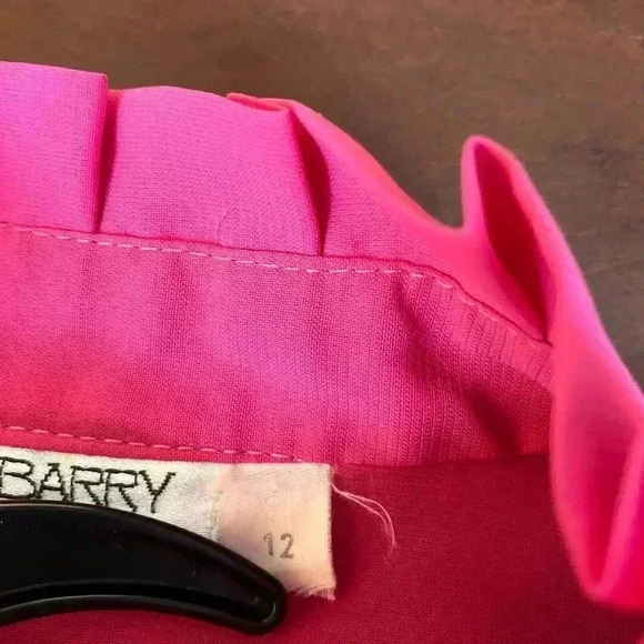 VTG Women's Sz.12 Sheer Puff-Sleeve Blouse Hot-Pink Pleated Front Victorian - Picture 3 of 9